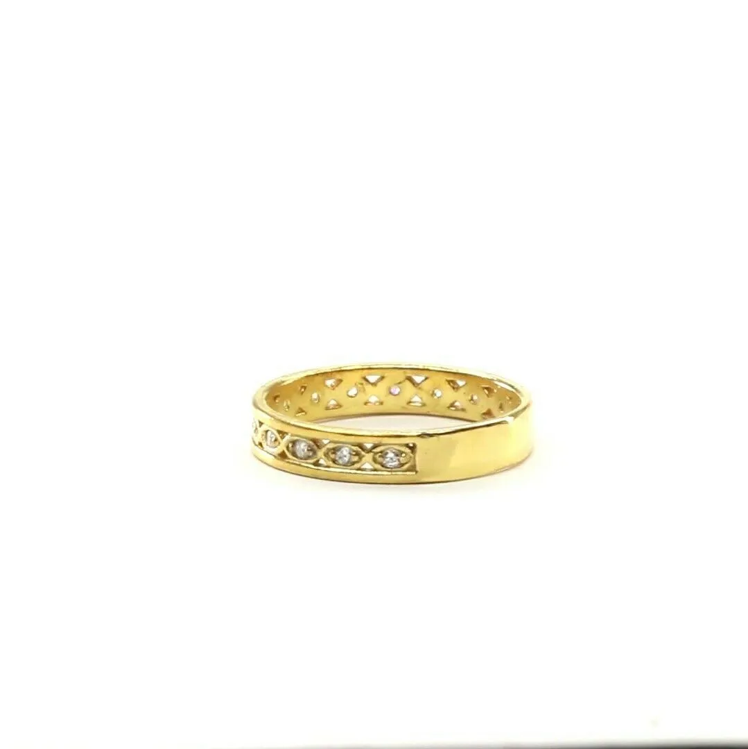 22k Ring Solid Gold ELEGANT Charm Ladies Stone Band SIZE 7 RESIZABLE r2337z