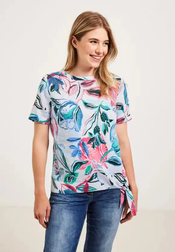 343759- Linen Flower Print Blouse- Cecil