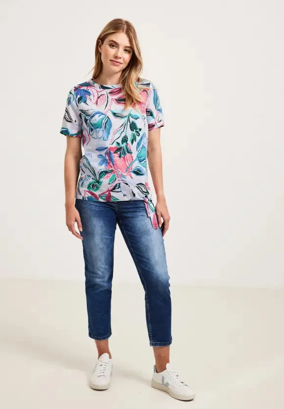 343759- Linen Flower Print Blouse- Cecil