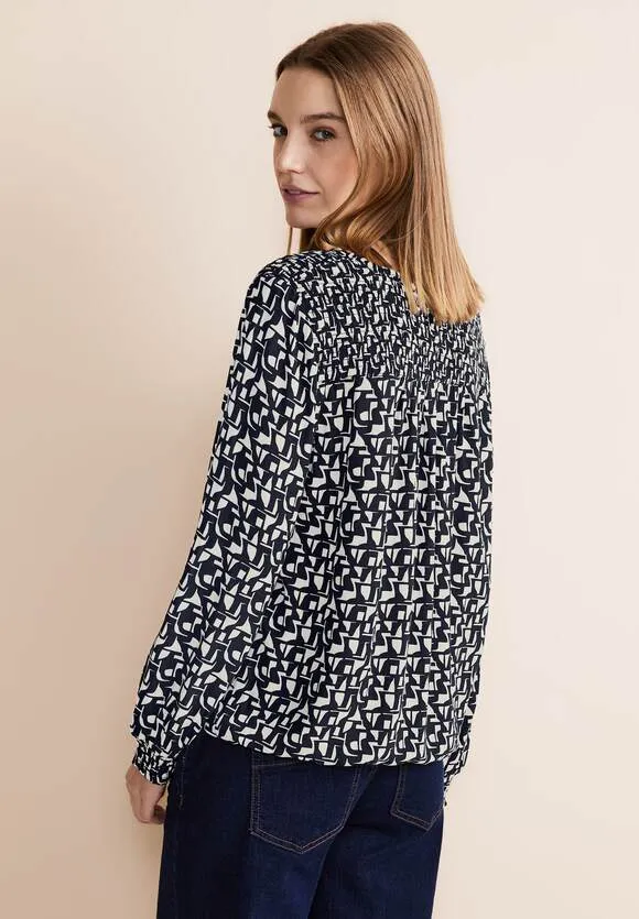 344527- Navy Print Blouse - Street One