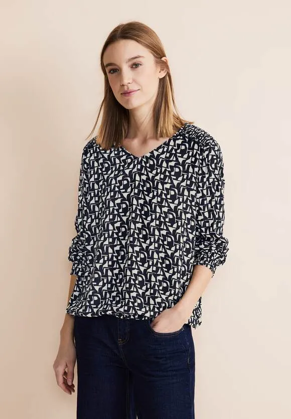 344527- Navy Print Blouse - Street One