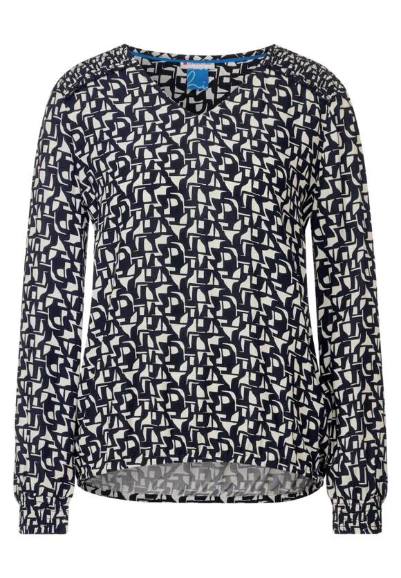 344527- Navy Print Blouse - Street One