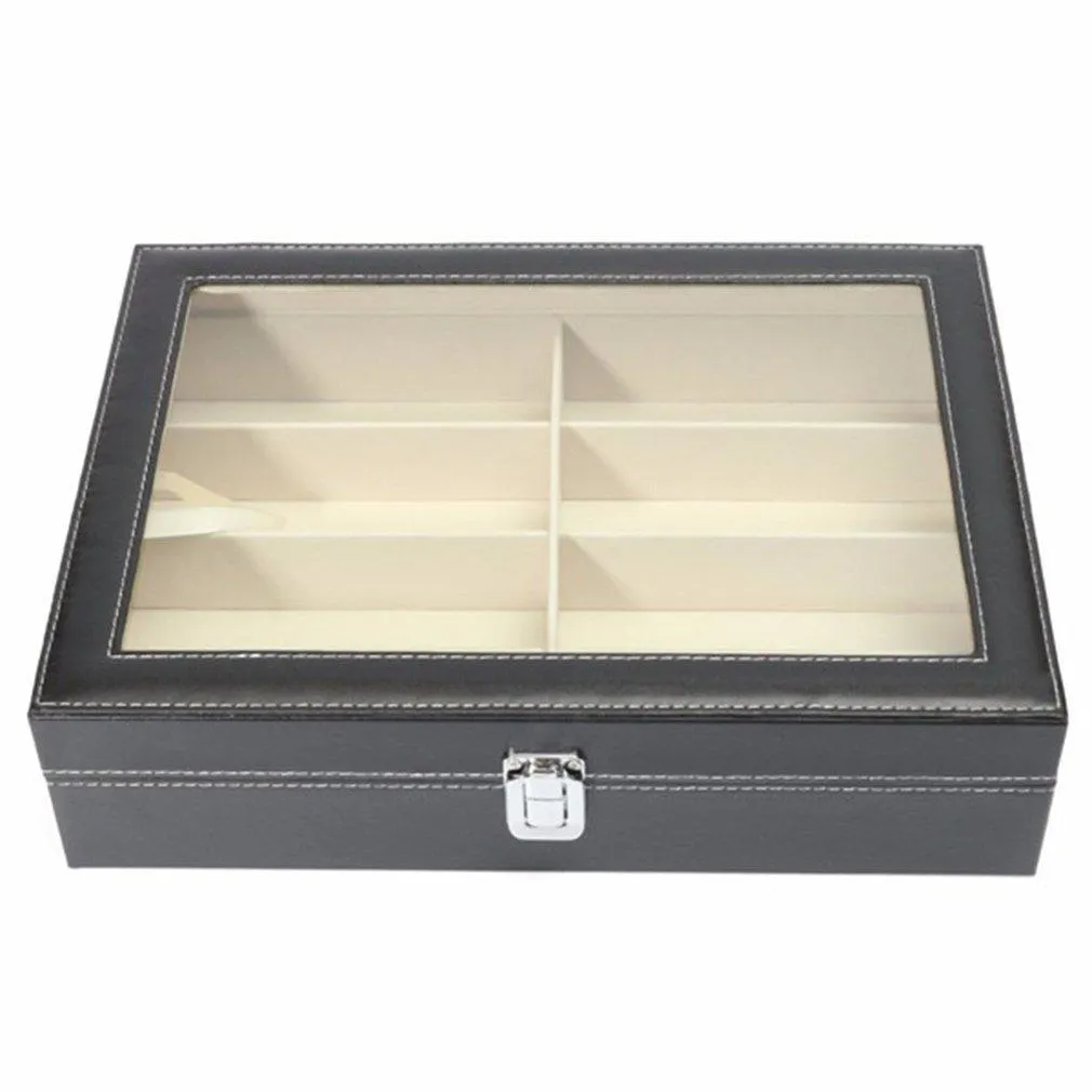 8 Grids Jewelry PU Leather Holder Portable Glasses Jewelry Box