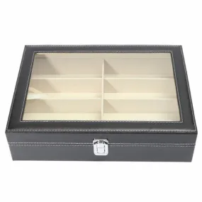 8 Grids Jewelry PU Leather Holder Portable Glasses Jewelry Box