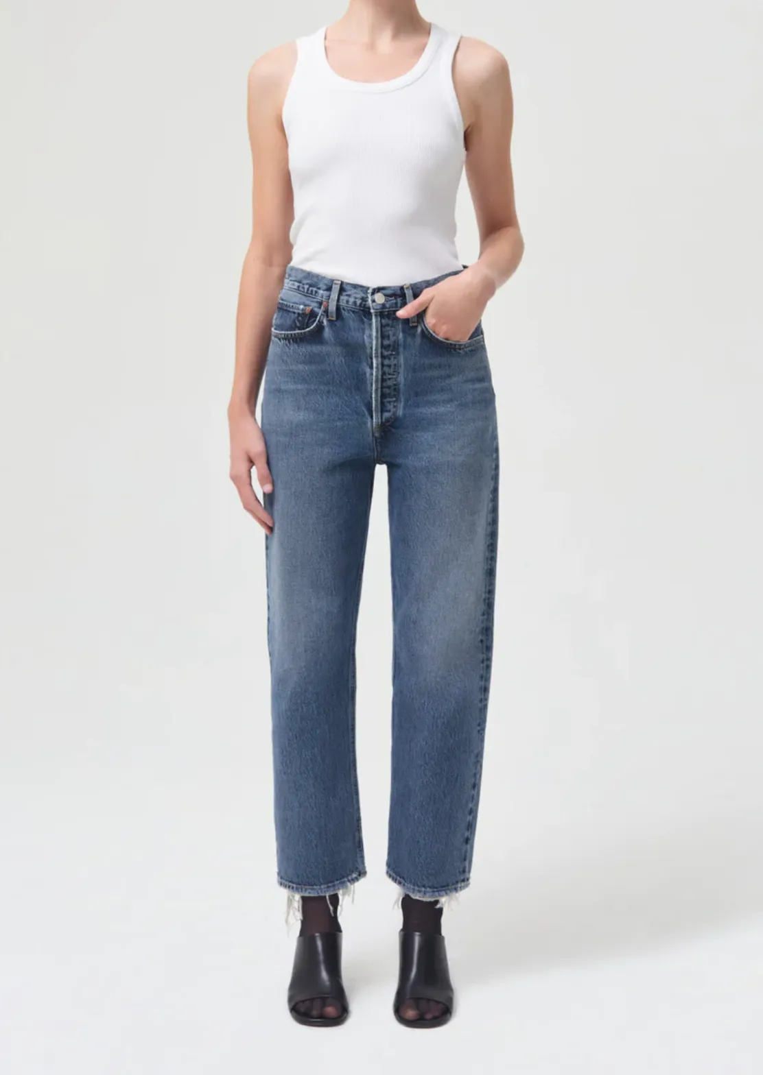 AGOLDE 90'S CROP MID RISE LOOSE STRAIGHT JEAN OBLIQUE