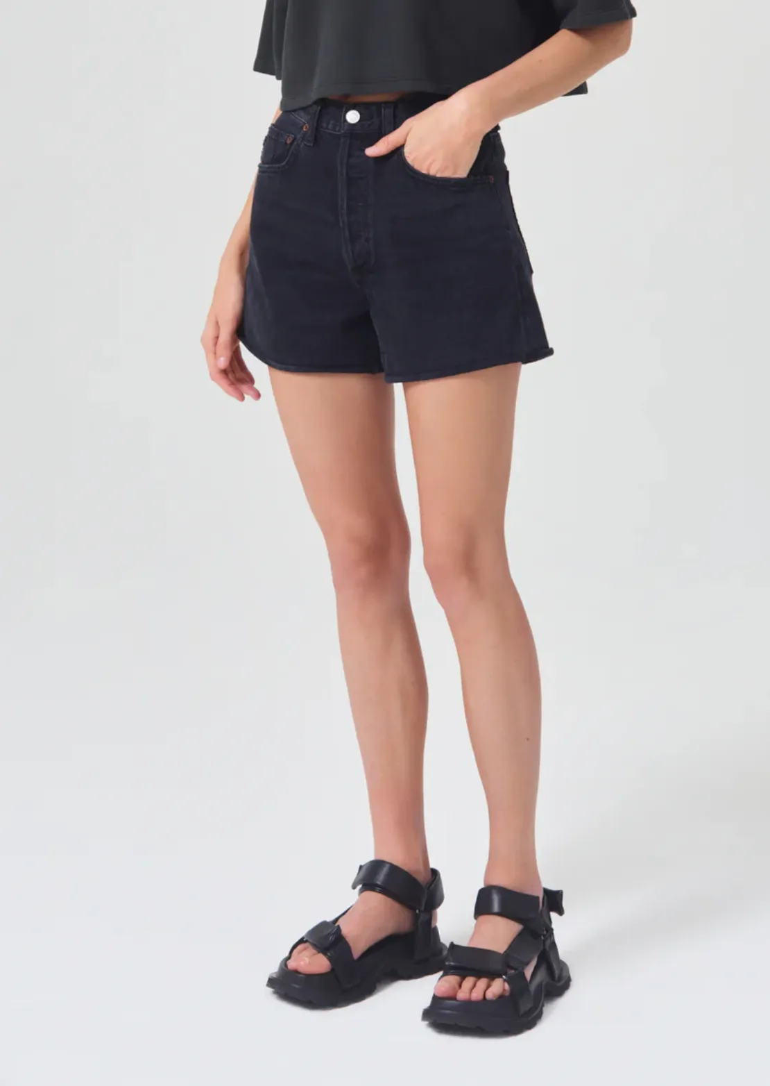 AGOLDE DEE HIGH RISE ROLLED HEM SHORT