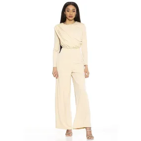 ALEXIA ADMOR Women's Draped Wide-Leg Jumpsuit Beige XL