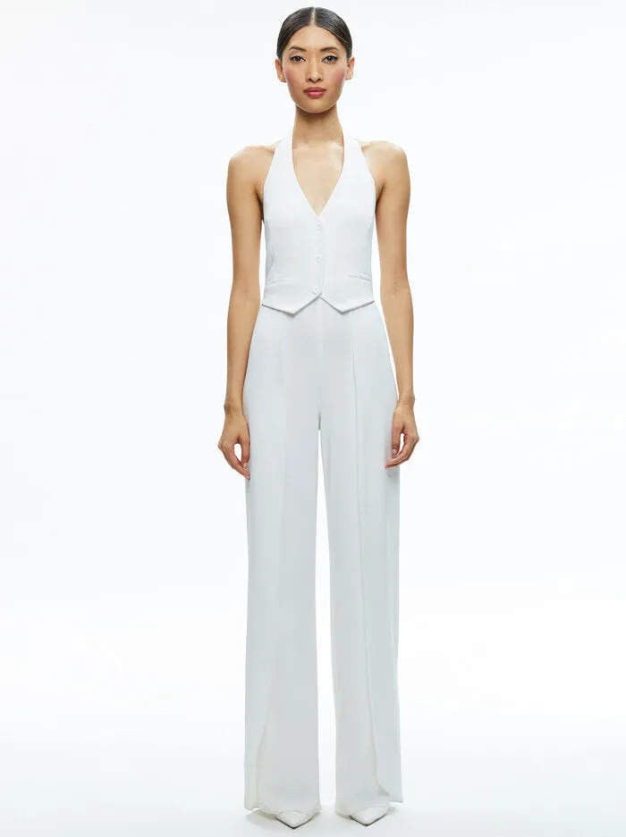 Alice + Olivia - Robin Halterneck Vest Jumpsuit - Off White