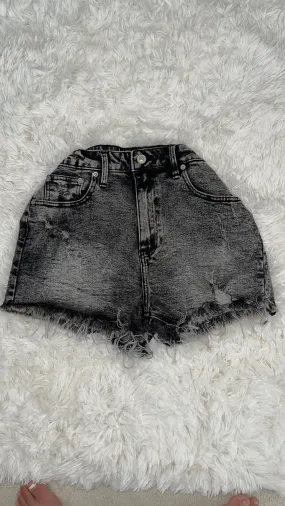 Black Acid Wash Shorts