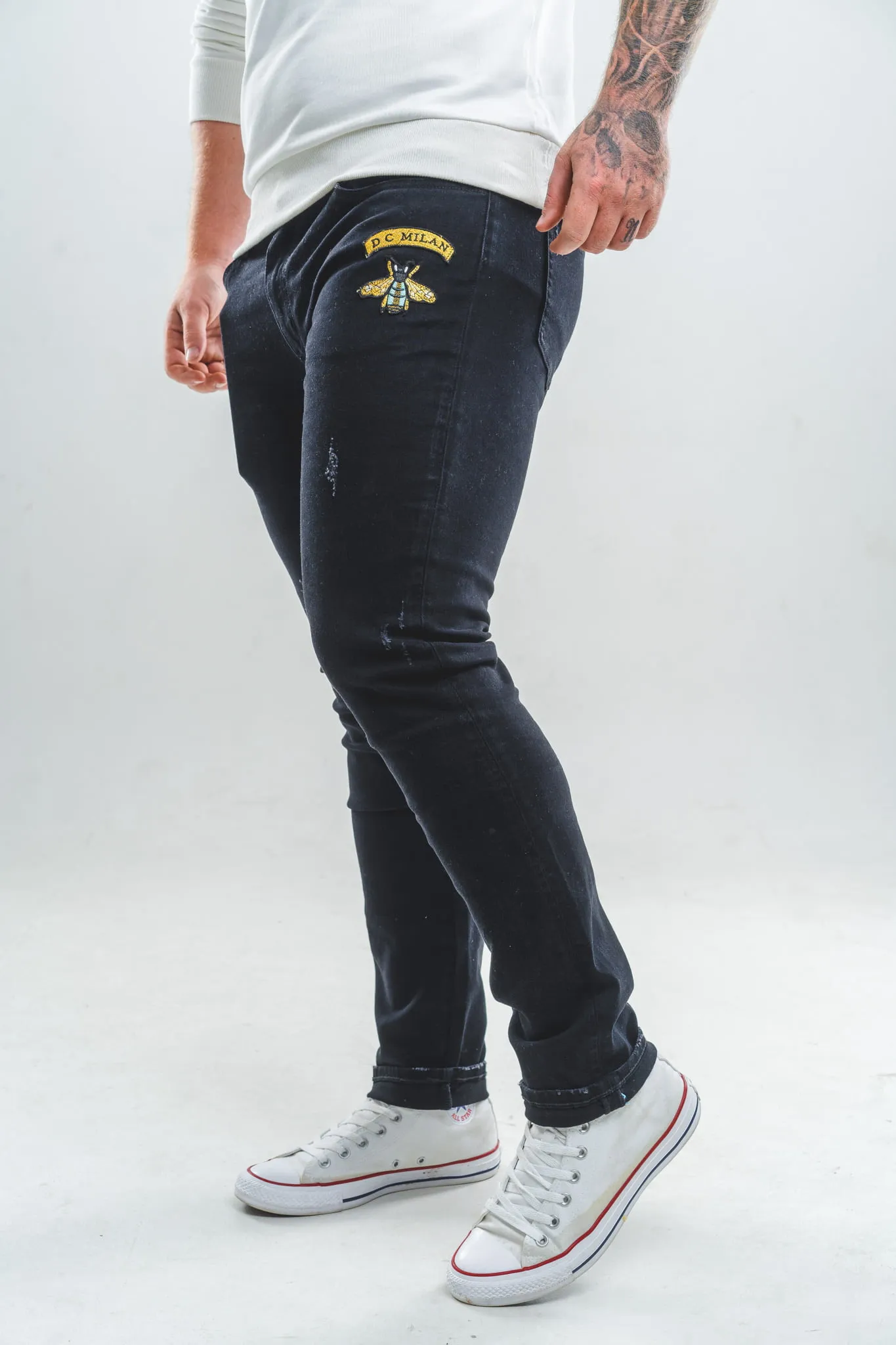 Black Slim-fit Jeans with 2 logos