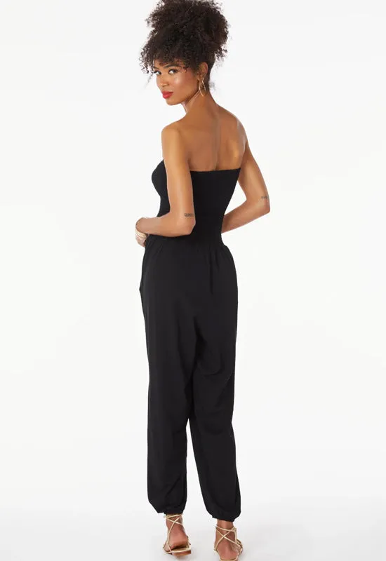 Bobi - Smocked Top Jumpsuit Black