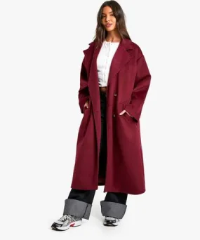 boohoo Womens Double Breasted Oversized Coat