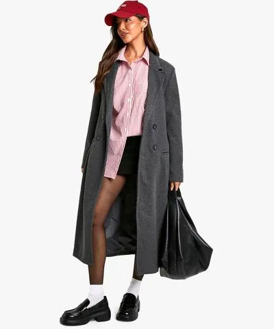 boohoo Womens Tailored Double Breasted Coat