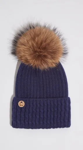 Boston Pom Pom Hat - Navy