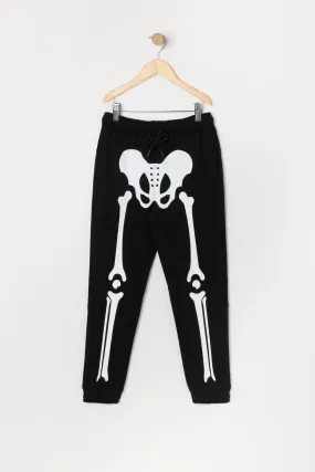 Boys Skeleton Print Fleece Jogger