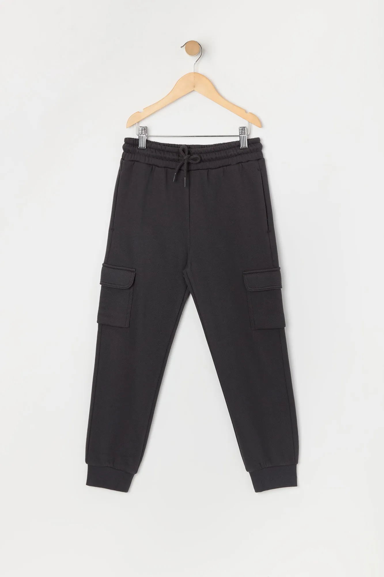 Boys Solid Fleece Cargo Jogger