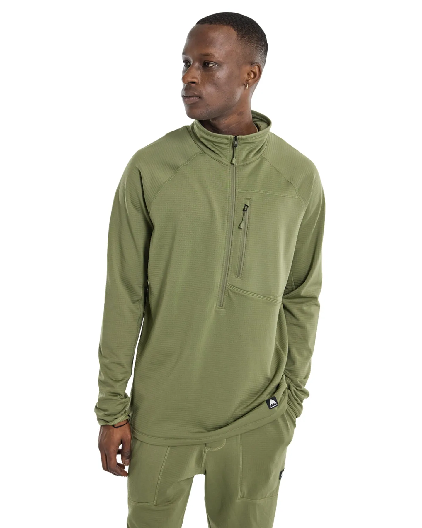 Burton Men's Stockrun Grid Half-Zip Fleece - Forest Moss