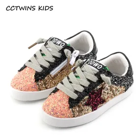 CCTWINS KIDS 2018 Toddler Baby Glittler Shoe Girl Star White Sneaker Boy Sport Shoe Kid Child Causal Trainer Sequin Flat F1550