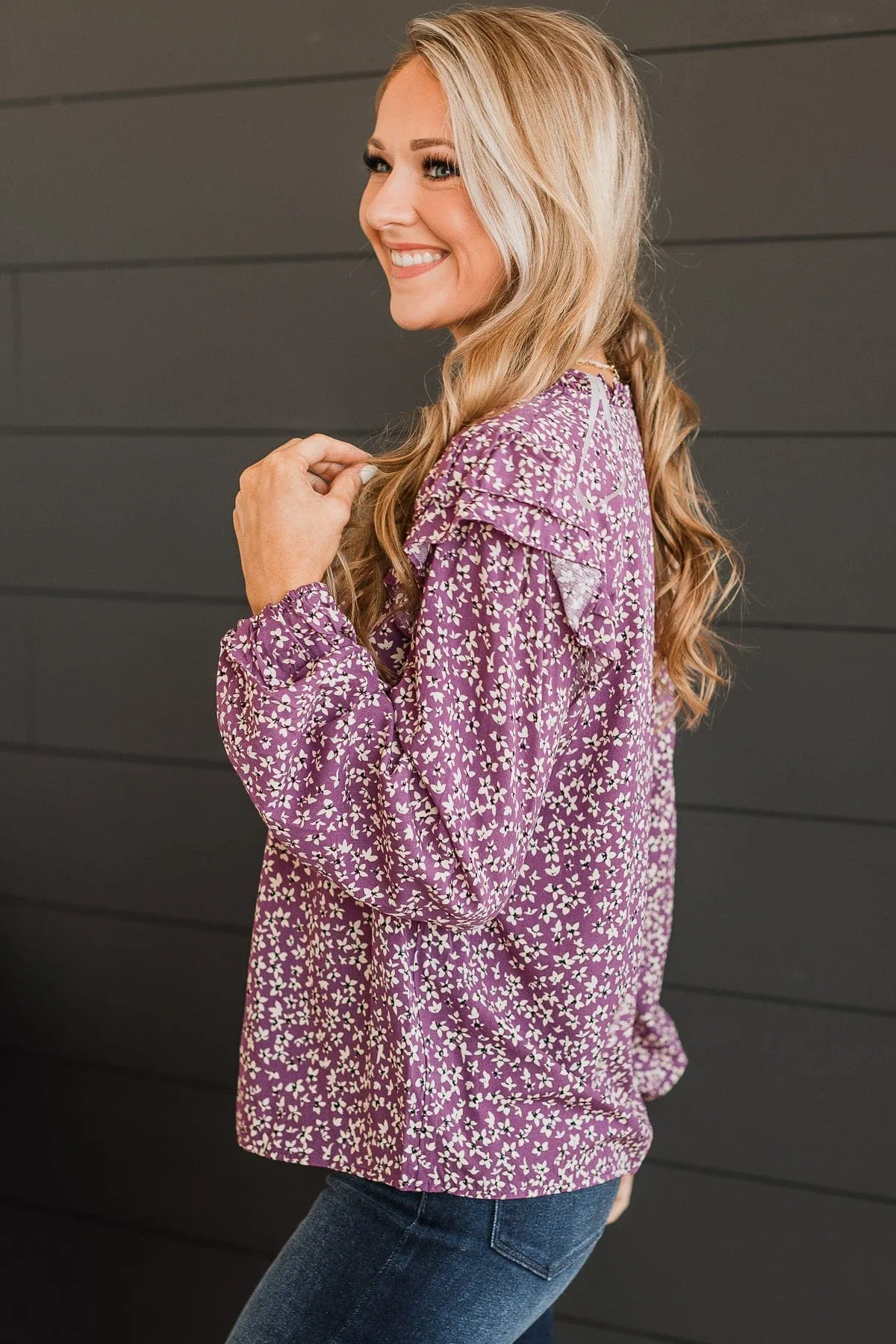 Celebrate Together Floral Blouse- Dark Lavender