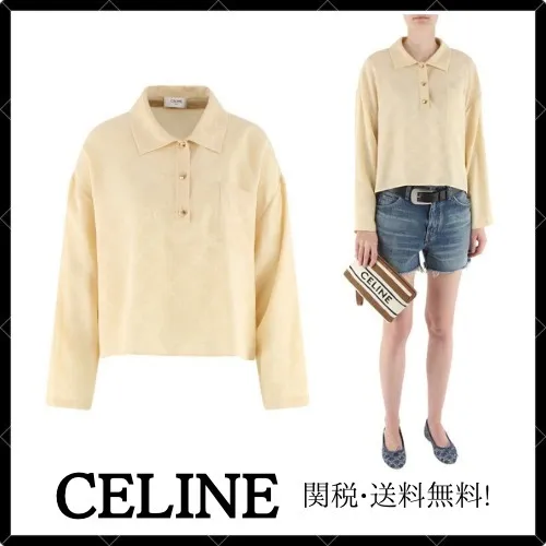 CELINE  |polo blouse in triomphe silk jacquard