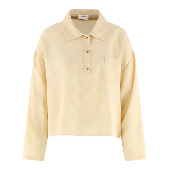 CELINE  |polo blouse in triomphe silk jacquard