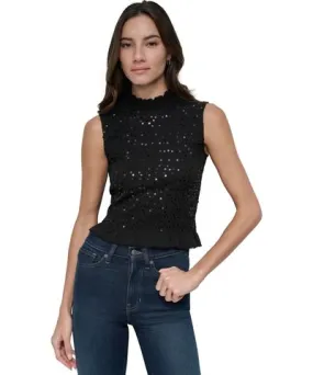 Dkny Jeans Women's Sequin Smocked Sleeveless Top