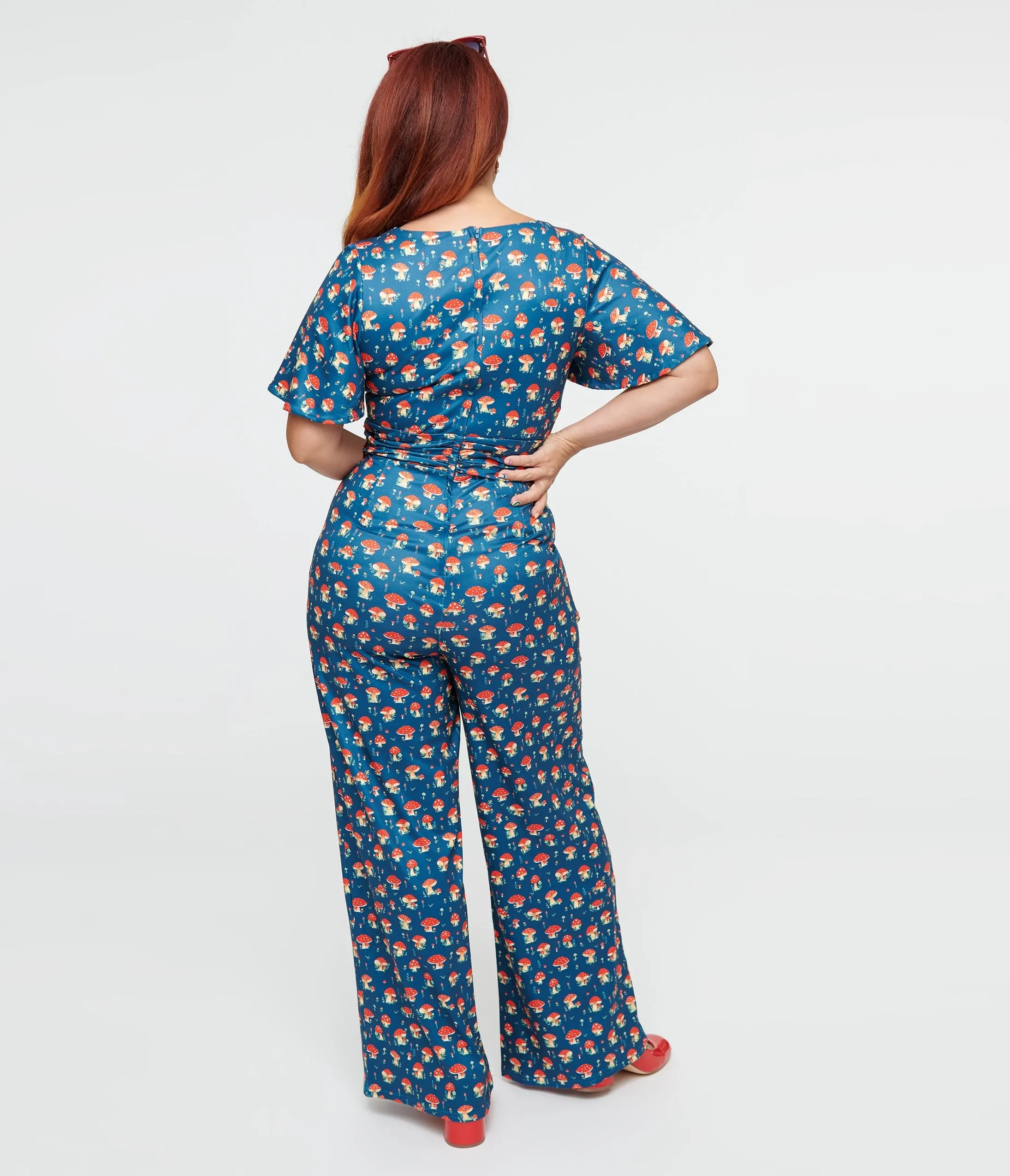 Dolly & Dotty Blue Mushroom Print Charlotte Jumpsuit