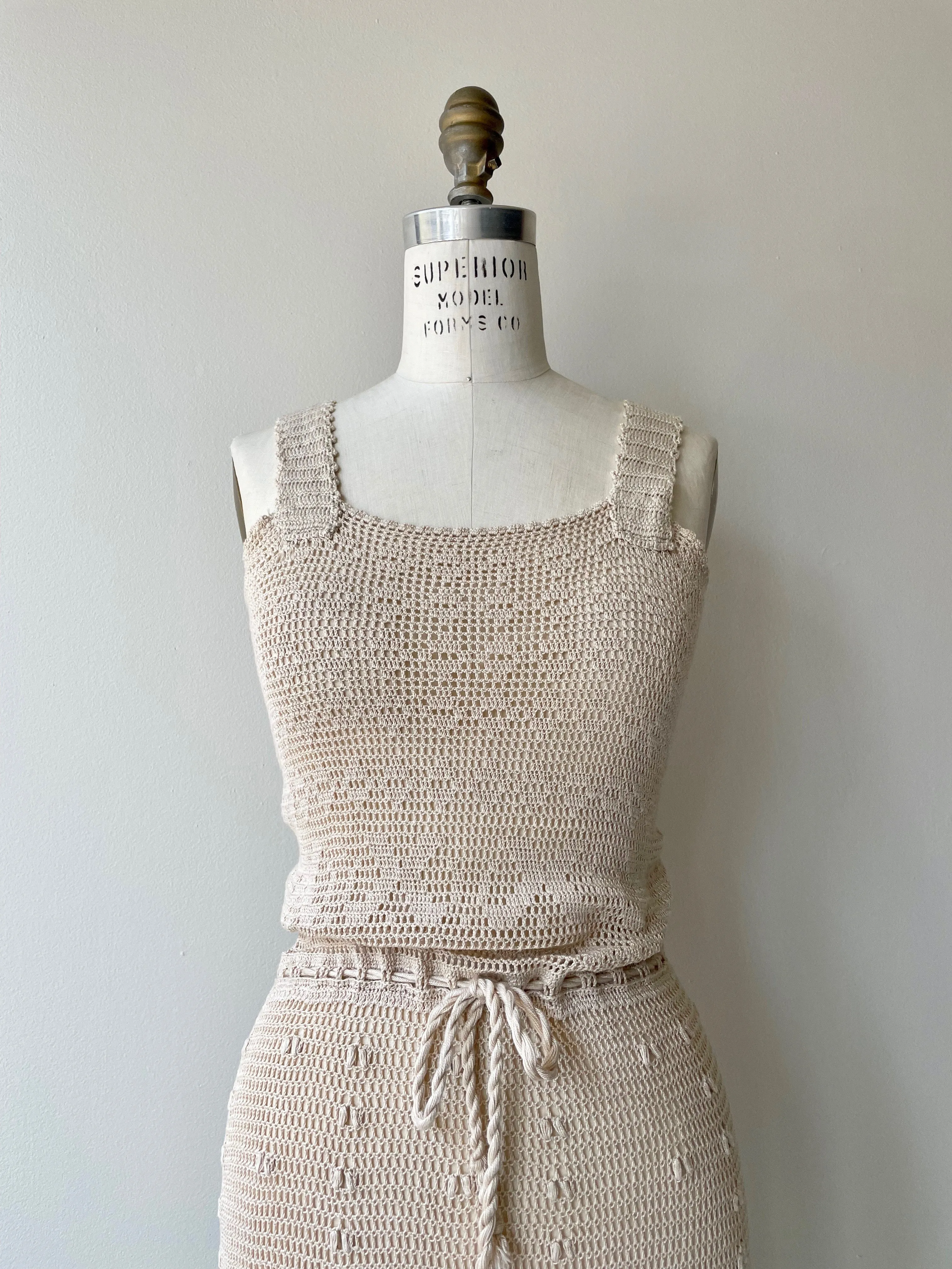 Ecru 1930s Crochet Dress