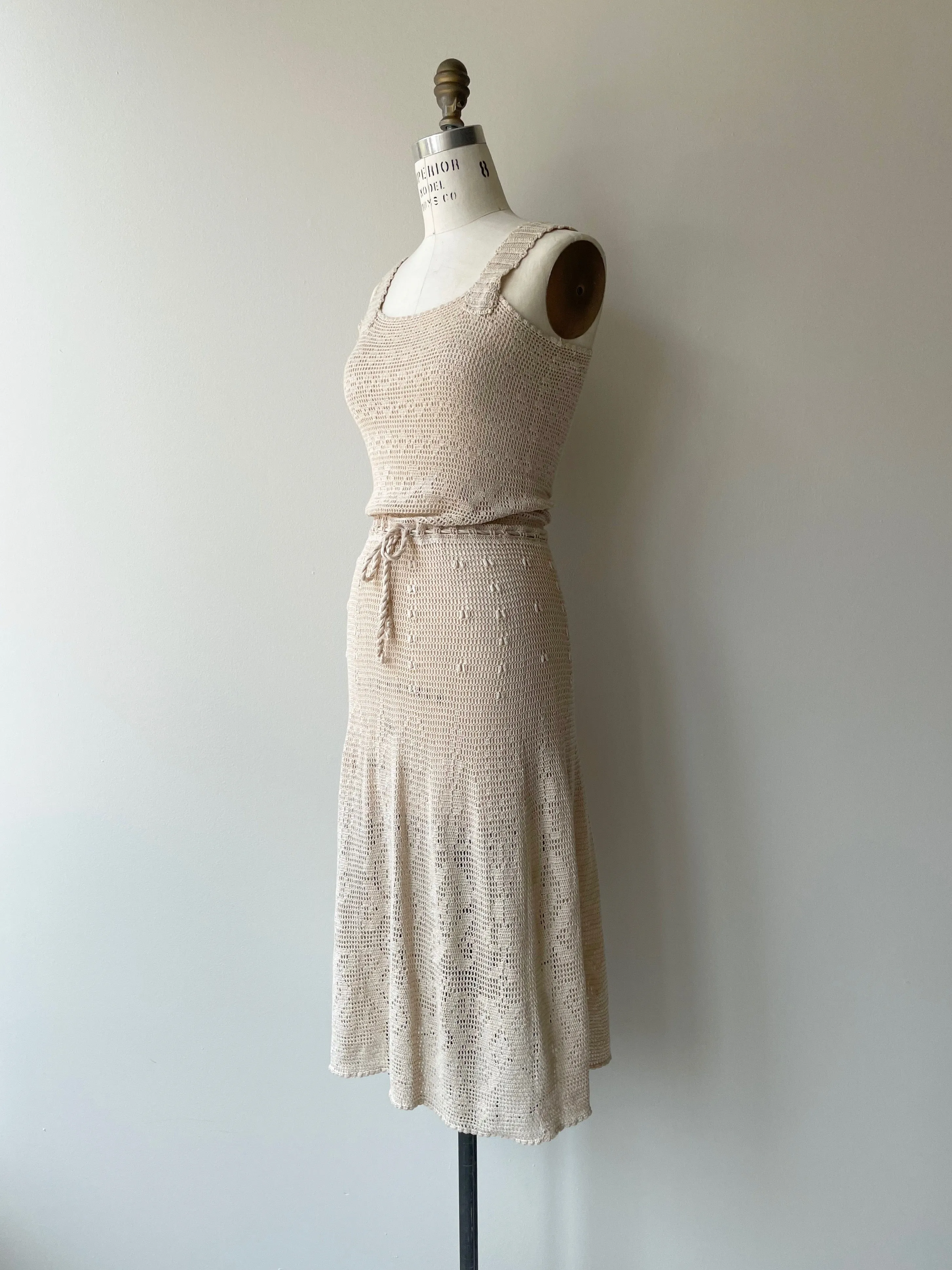 Ecru 1930s Crochet Dress