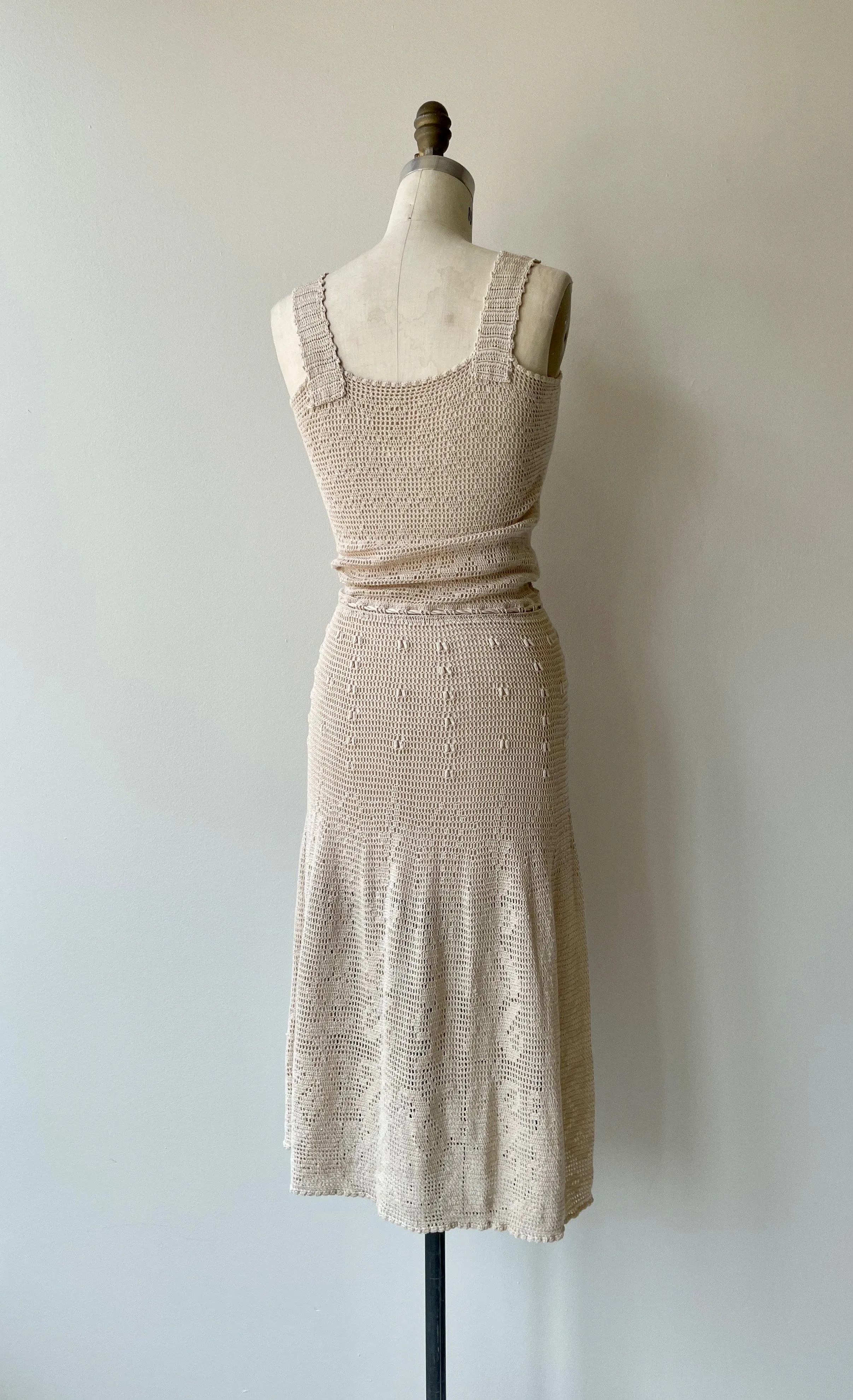 Ecru 1930s Crochet Dress