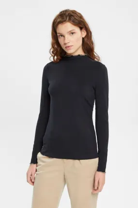 Esprit Long Sleeve Fill Mock Neck Top