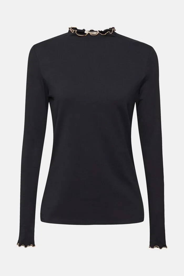 Esprit Long Sleeve Fill Mock Neck Top