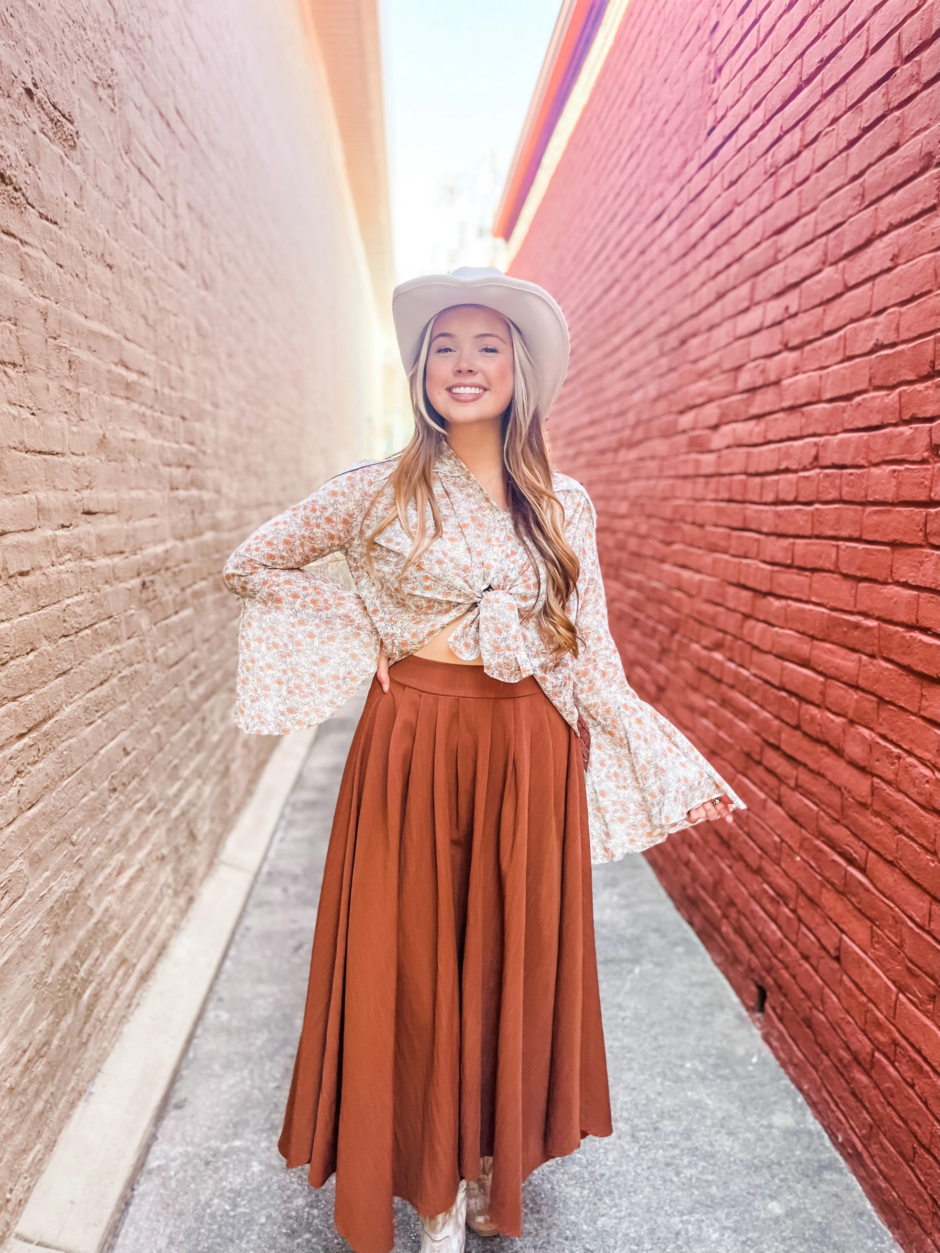 Fall Floral Semi Sheer Blouse