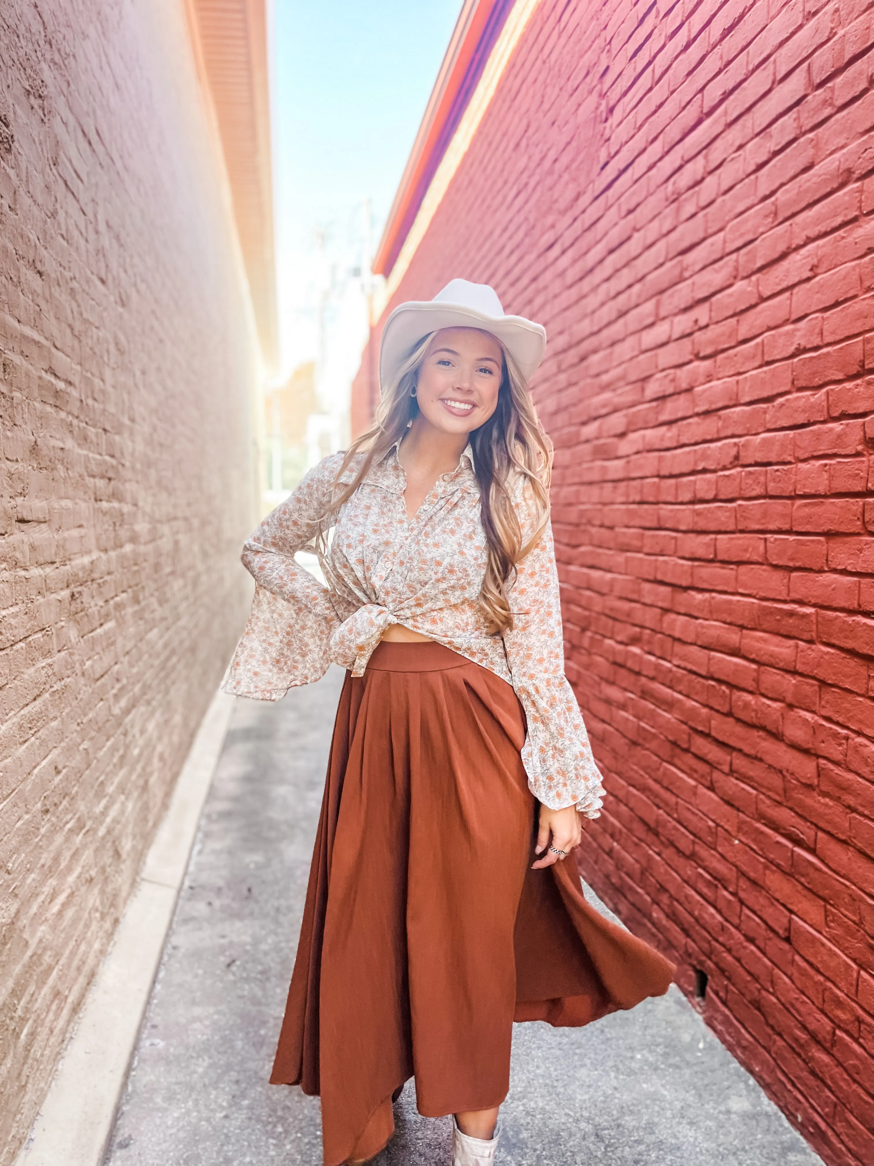 Fall Floral Semi Sheer Blouse