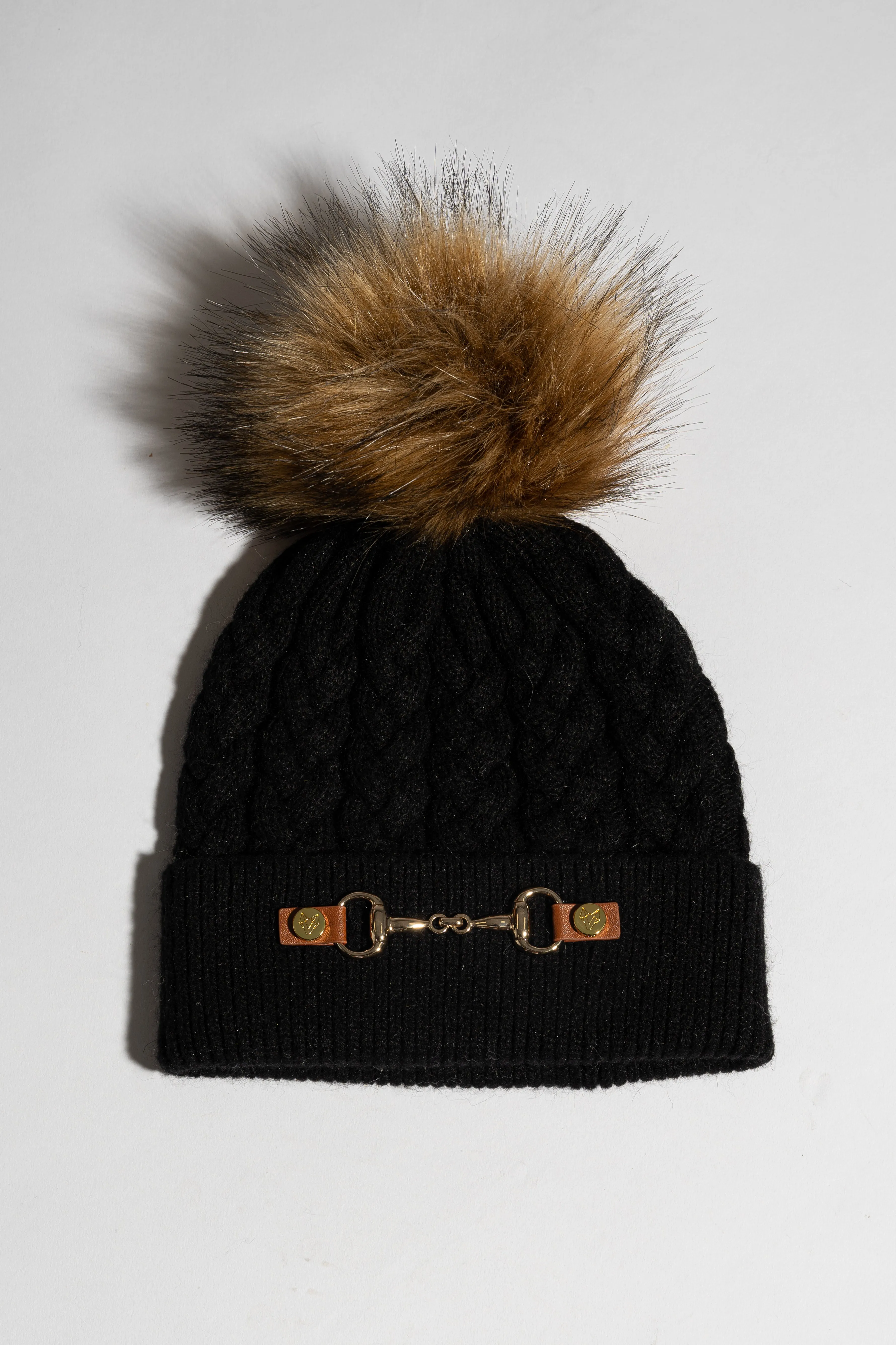 Faux Burley Pom Pom Hat - Black