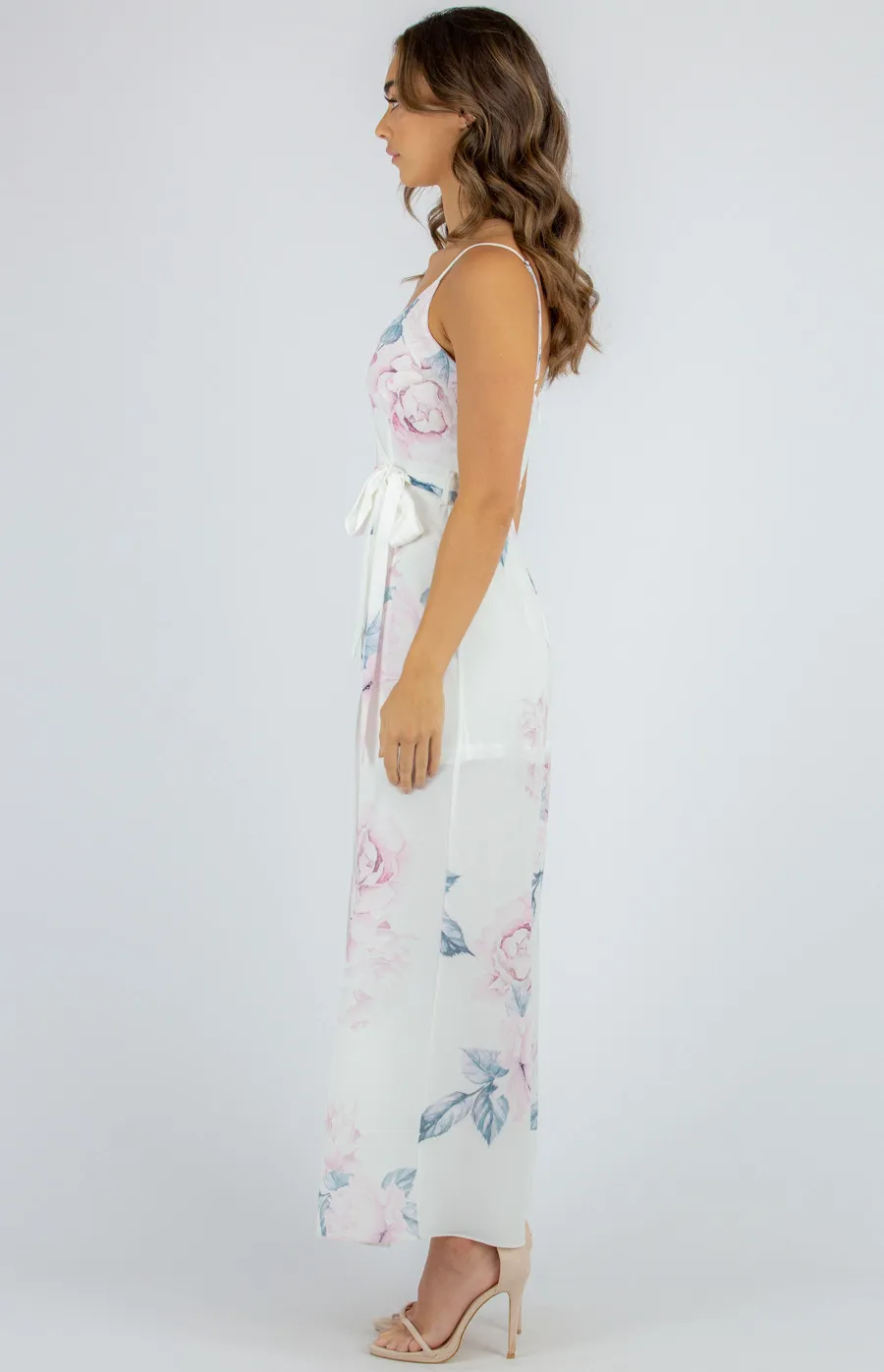 Floral Singlet Jumpsuit with Split Leg Waist Detail (SJP365B) 