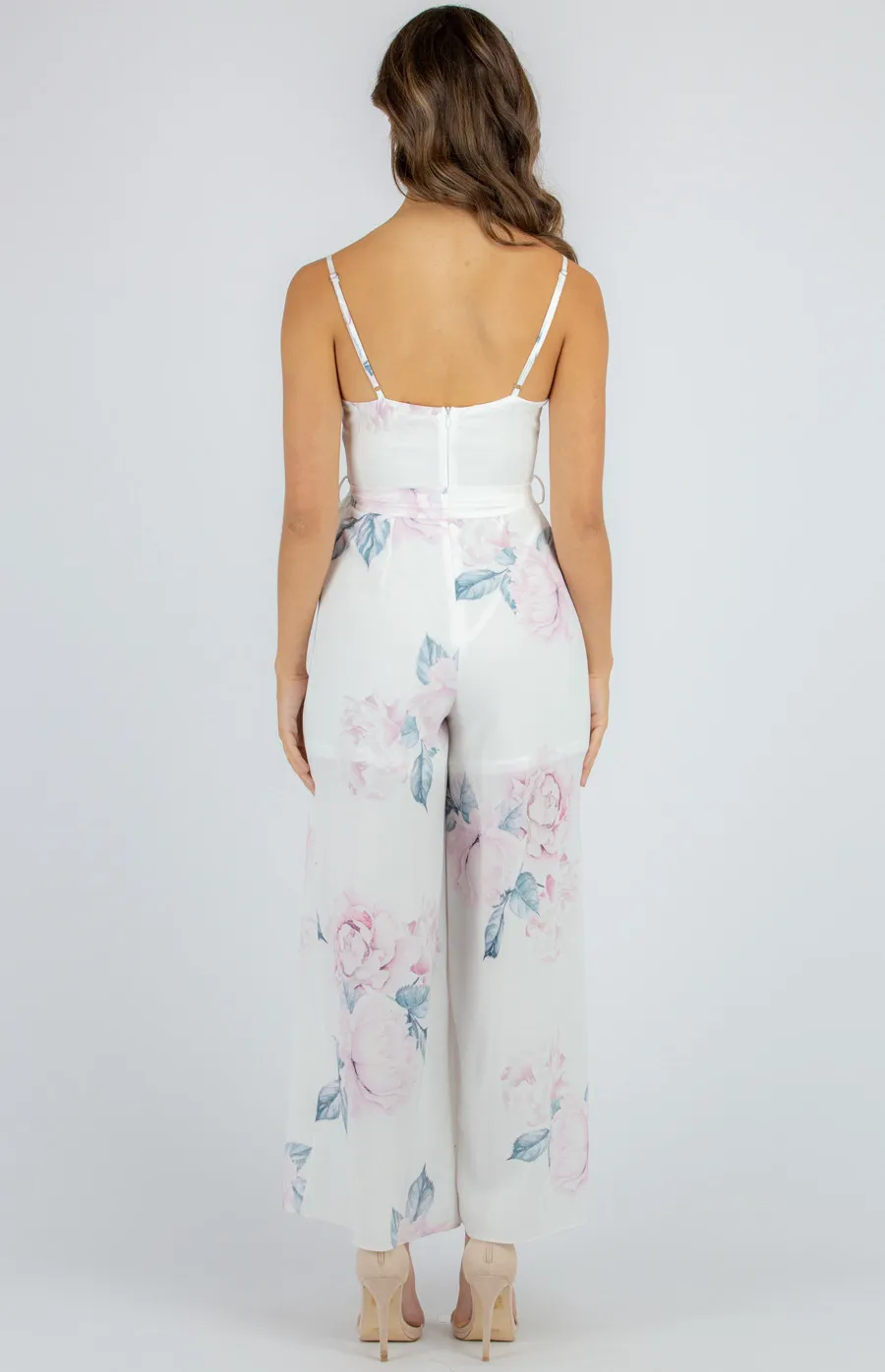 Floral Singlet Jumpsuit with Split Leg Waist Detail (SJP365B) 