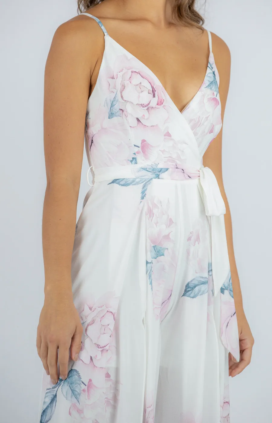 Floral Singlet Jumpsuit with Split Leg Waist Detail (SJP365B) 