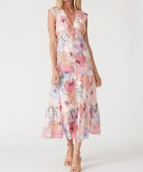 Floral Tiered Maxi Dress - Ivory/Natural