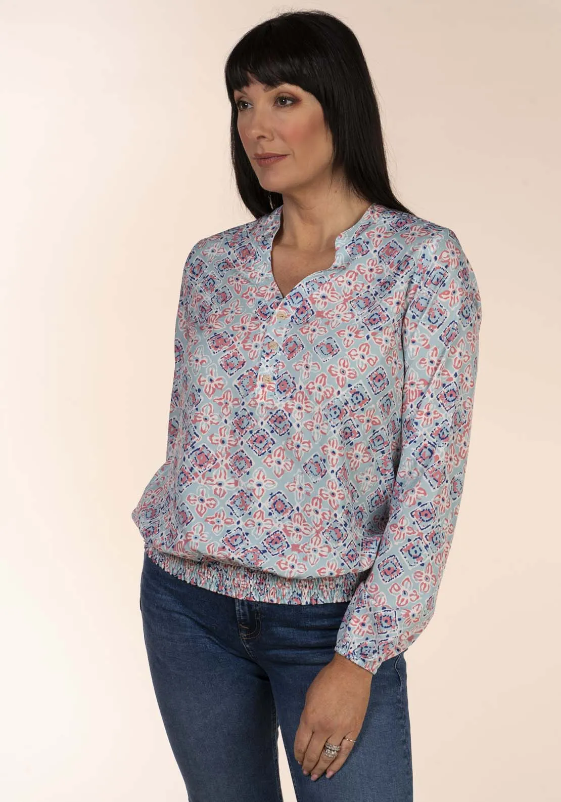 Frieda Bubble Blouse - Blue