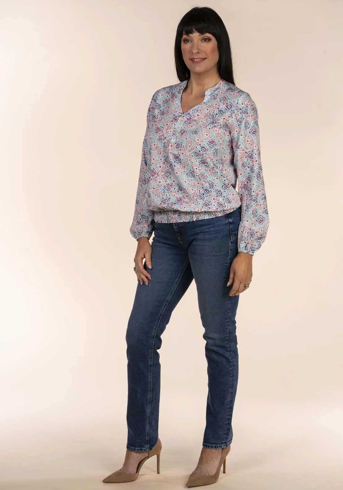 Frieda Bubble Blouse - Blue