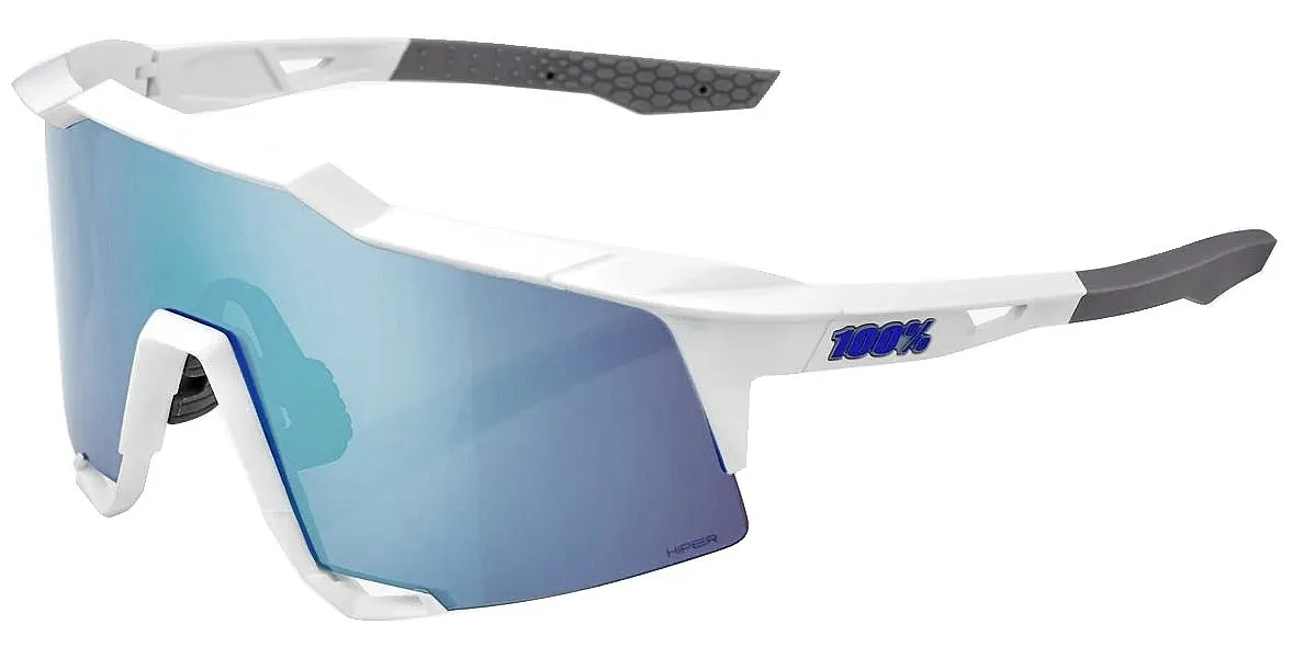 glasses 100% Speedcraft - Matte White/HiPER Blue Multilayer Mirror Lens