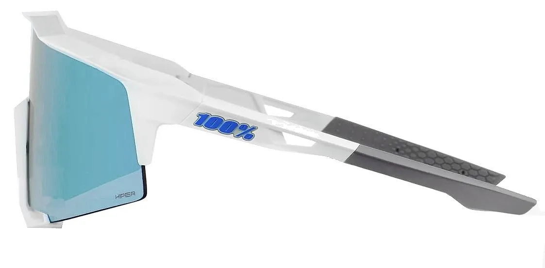 glasses 100% Speedcraft - Matte White/HiPER Blue Multilayer Mirror Lens