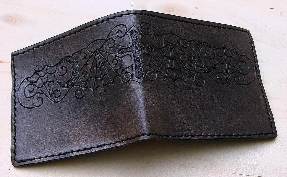 Handcrafted bifold gothic wallet