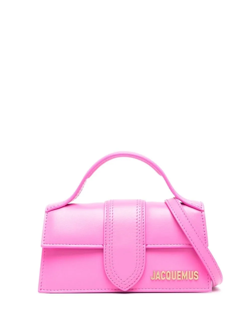 Jacquemus Le Bambino Leather Top Handle Shoulder Bag in Neon Pink