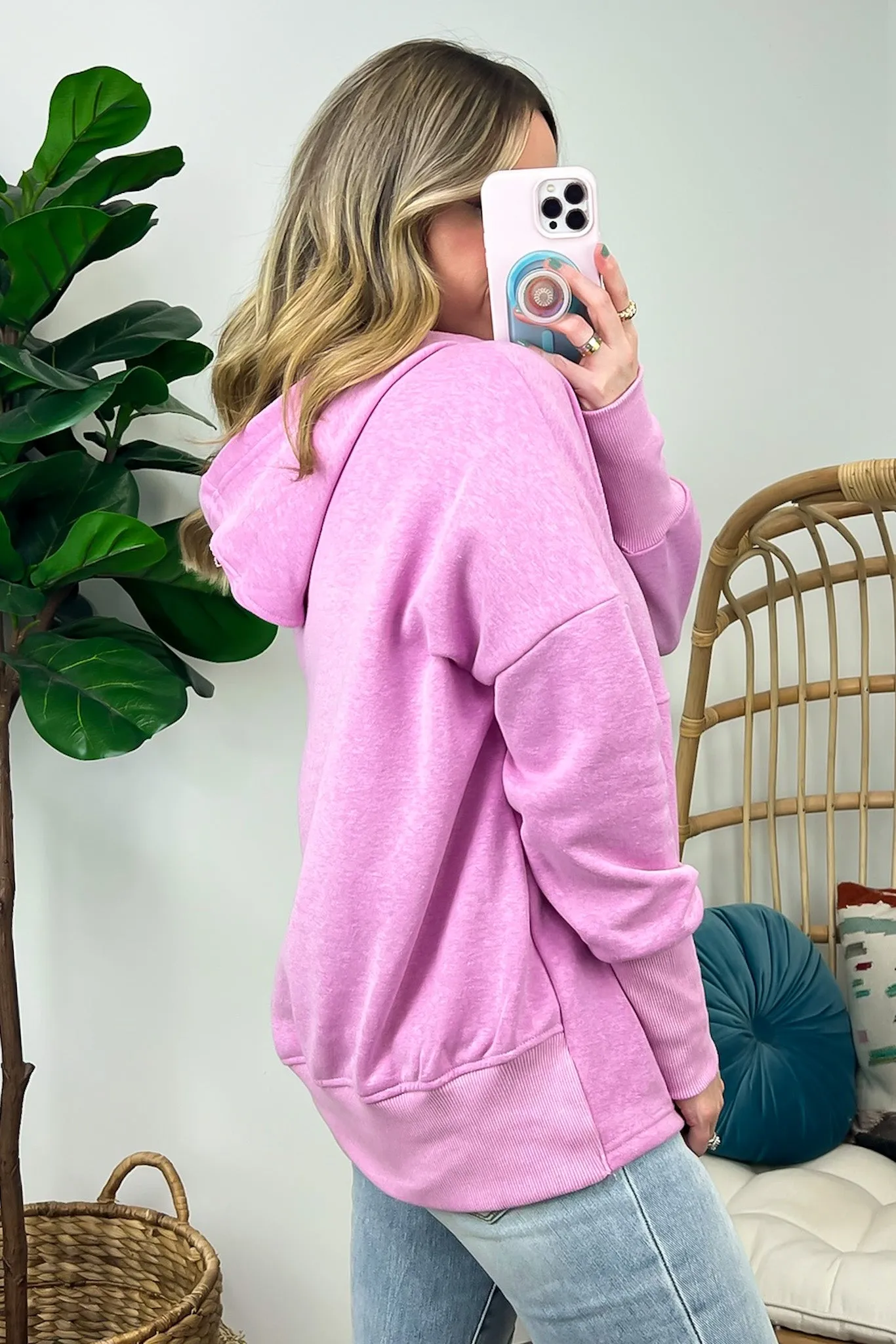 Latte Lover Button Hooded Pullover - FINAL SALE