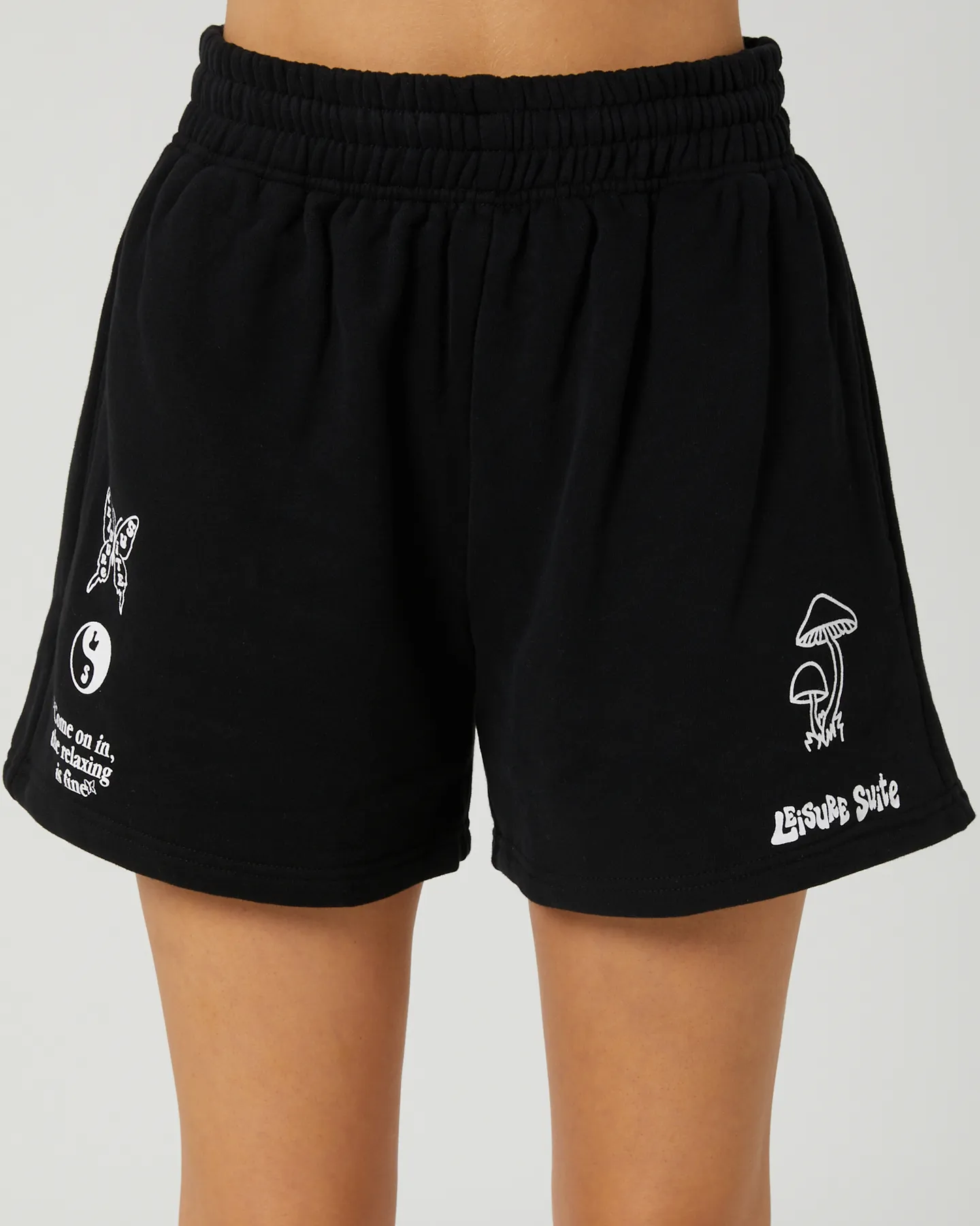 Leisure Suite Placement Sweatshort - Black | SurfStitch