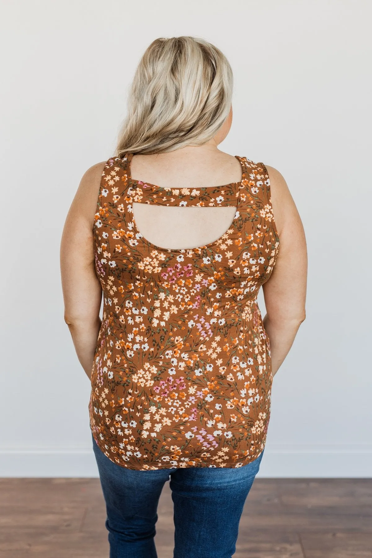 Love To Give Floral Tank Top- Brown