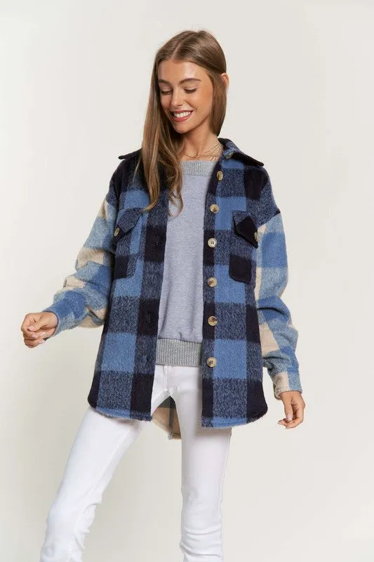 Mary Jane Plaid Contrast Shacket