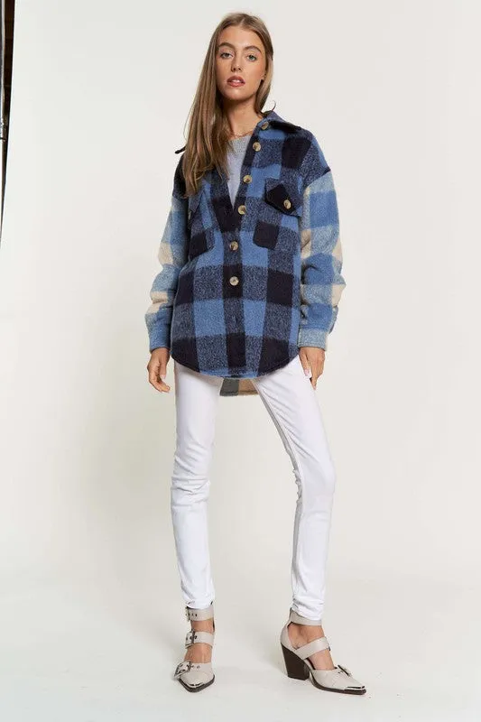 Mary Jane Plaid Contrast Shacket